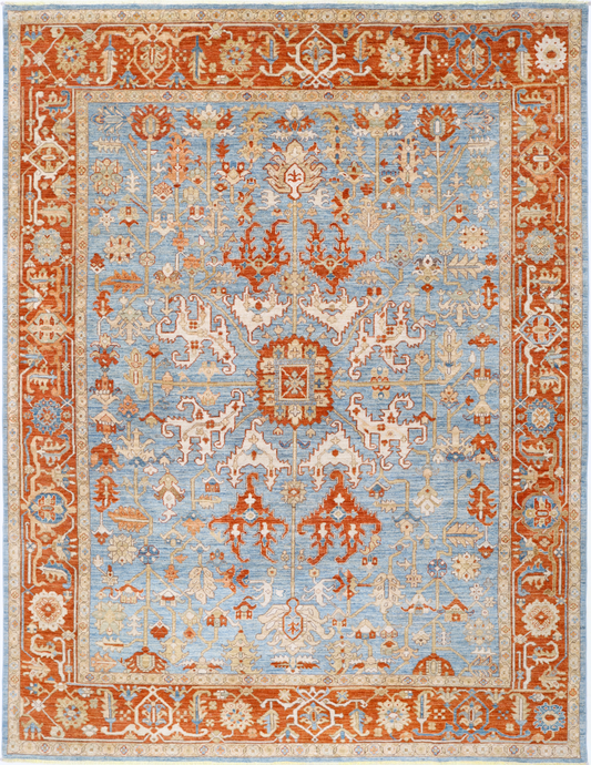 Ziegler Hand Knotted Wool Rug 7' 10" X 10' 2" 7' 10" X 10' 2" (239 X 310) / Blue / Wool