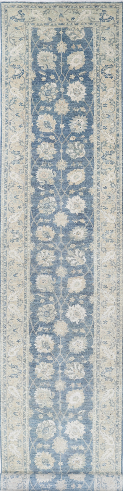 Ziegler Hand Knotted Wool Rug 4' 0" X 27' 4" 4' 0" X 27' 4" (122 X 833) / Blue / Wool