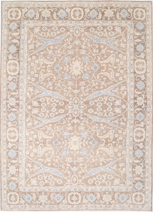 Ziegler Hand Knotted Wool Rug 9' 11" X 13' 8" 9' 11" X 13' 8" (302 X 417) / Brown / Wool